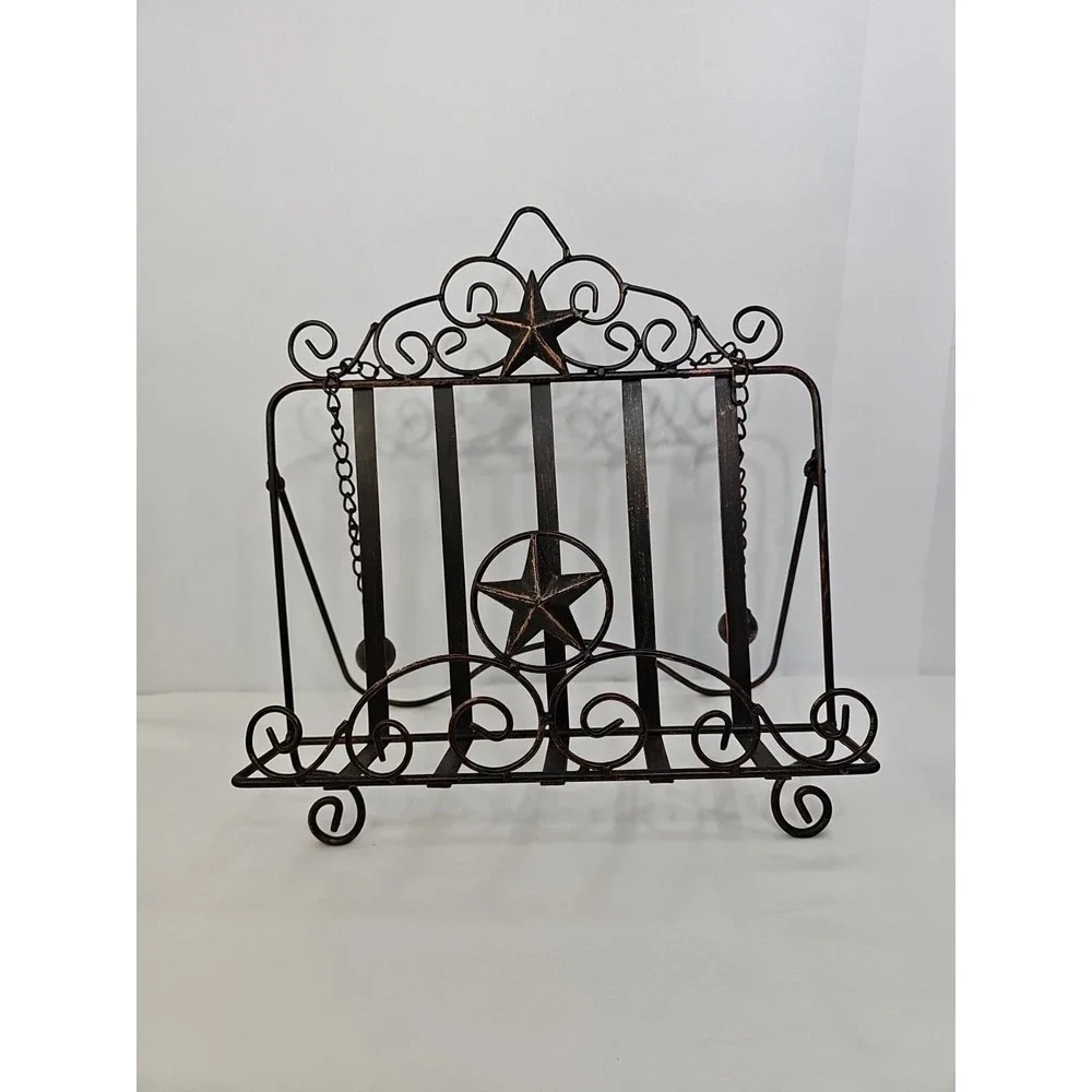 Western Decorative Wall / Table Shelf‎ , Brown, Rustic Star Book Holder / Stand